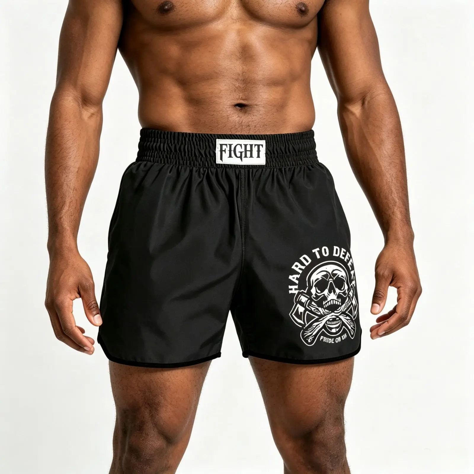 Men's Athletic Muay Thai Shorts with Skeleton Print and Elastic Waistband for Boxing & Kickboxing Training, Chic, Martial Arts, Sporty Chic, Colorblock