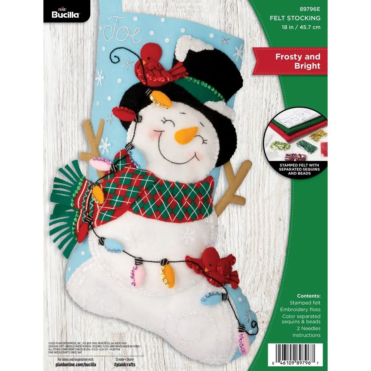 Bucilla® Frosty and Bright Stocking - Seasonal Felt Kits – 89796E
