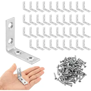40 Pack L Bracket Corner Braces, Small Metal L Brackets for , 1.5 inch Steel Joist Right Angle Brackets for  Shelves Chair Drawer Cabinet with Screws, Zinc Plated