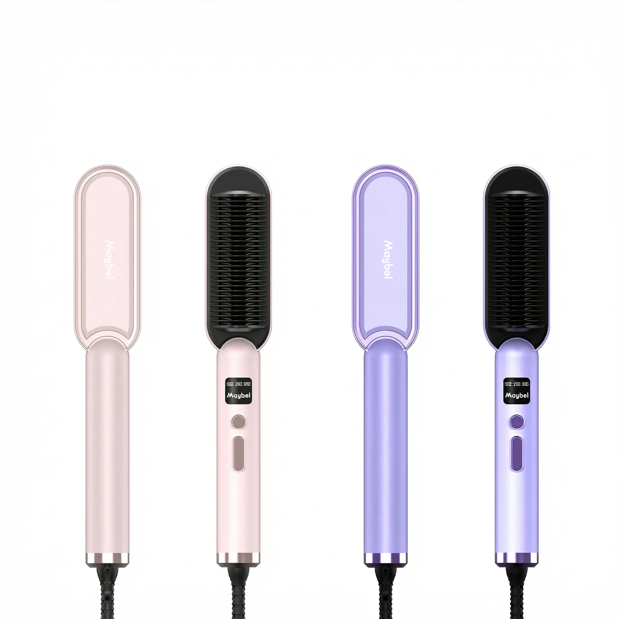 Women's Professional Ring-Shape Hair Straightener Brush with Built-in Comb, Fast Heating, Anti-Scald Protection, Adjustable Smooth Settings, Lightweight Purple Hair Straightener for Home Salon-Style Results