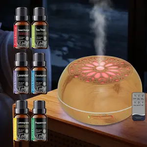 Smart Essential Oil Diffuser  550ml Large Capacity, 6 Premium Oils Included, Soundwave Diffusion, Remote Control & Customizable Mood Lighting