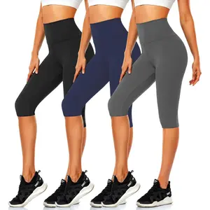 Women's Knee Length Leggings-High Waisted Capri Pants Biker Shorts for Women Yoga Workout Exercise Short Casual Summer Soft
