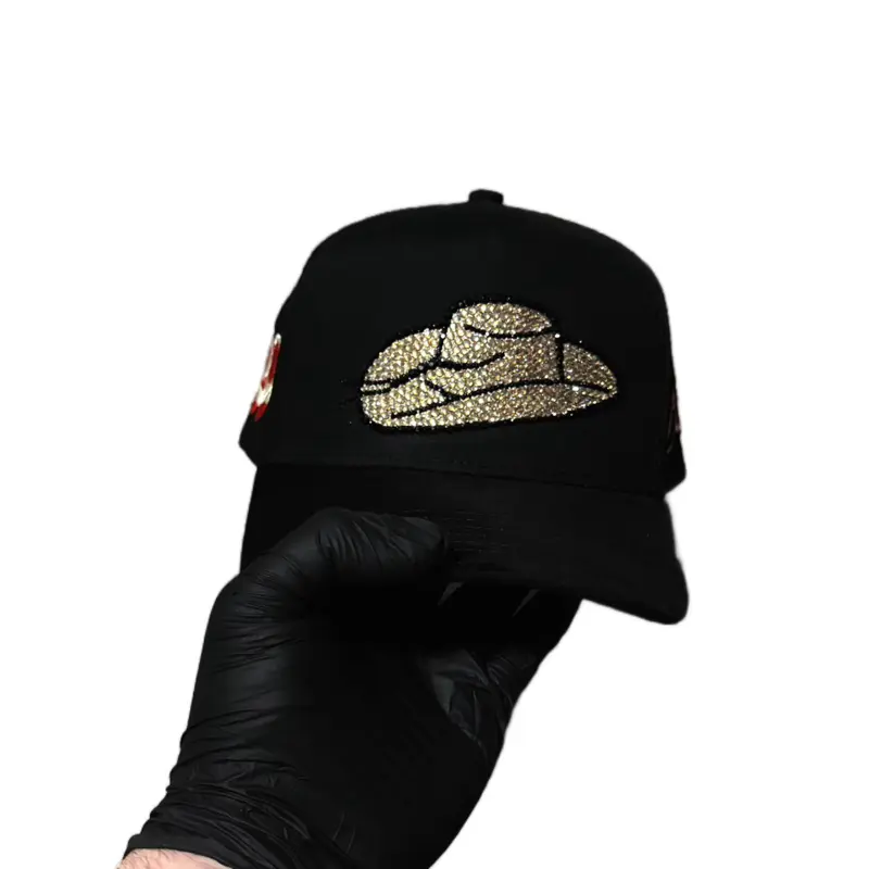 Gorra Sombrero Calentano VICERA Black Adjustable Baseball Hat with Gold Embroidery and Logo Baseball Caps Adjustable Fit Hat