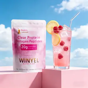 WINYEL Nutrition Clear Protein Collagen Peptides, Raspberry Lemonade, 20g Protein, Zero Sugar, Grass-Fed Whey, 250g Healthcare Vitamin Dietary Supplement