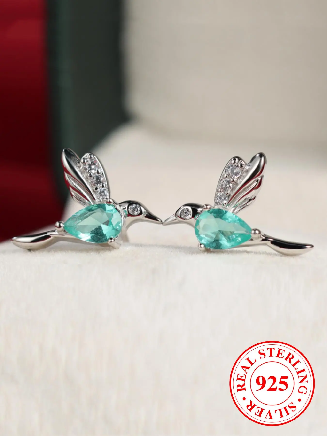 925 Sterling Silver Cute Hummingbird Design Teardrop Earrings, Stud Earring Jewelry, Pretty Studs, Fashionable Jewelry for Women & Girls, Trendy All-match & Exquisite Jewelry for Birthday Gift