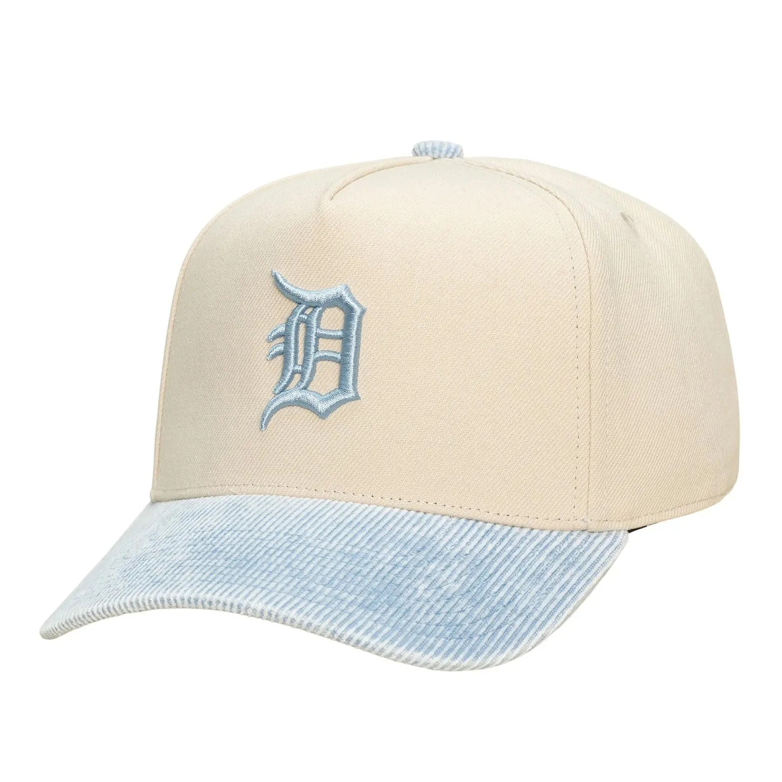 Detroit Tigers Cream Faded Corduroy Pro Pinch Snapback Hat MLB Throwback Cap Adjustable Fan Gear Mitchell & Ness