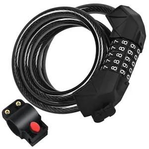 Bike Lock Cable with Combination,High Security 5-Digit Resettable Combination Bicycle Lock Duty Anti Theft,for Electric Bike, Escooter, Motorcycle,Door