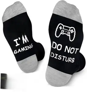 Menswear Novelty Comfy Christmas Gaming Mid-Calf Socks, Funny "Do Not Disturb I'm Gaming" Stocking Stuffers for Teen Boys, Gifts for Men