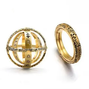 Cross-border Europe and America hot selling astronomical ball ring deformation rotating ring ring German vintage ball couple ring