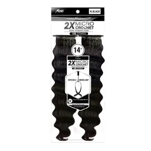 Mane Concept Human Hair Crochet Braids Pristine 2X Micro Feather Crochet 2C Loose Deep 14" (110g/100 Strands)