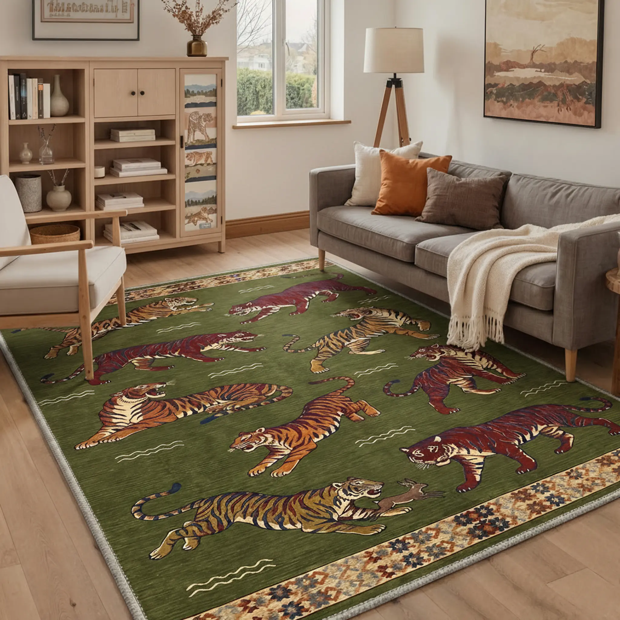 【Back To School】GENIMO Home Carpet – Soft, Non-Slip, Pet Friendly, Machine Washable Rug, Area Rug Ideal for Living Room, Bedroom, Kitchen, Hallway ,ARN3259-JADE BLOOM