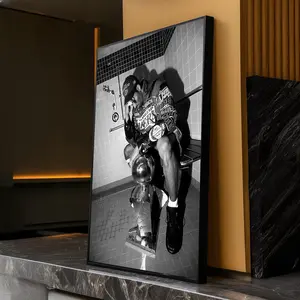 Three Consecutive Championships Legendary Basketball Icons Wall Art Poster,Black & White Basketball Poster,Sports Art Inspirational Athlete Wall Decor