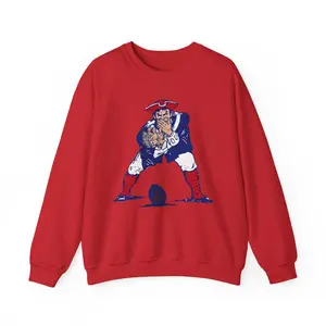 Patriots Football Player Crewneck Sweatshirt | Vintage Patriot Mascot