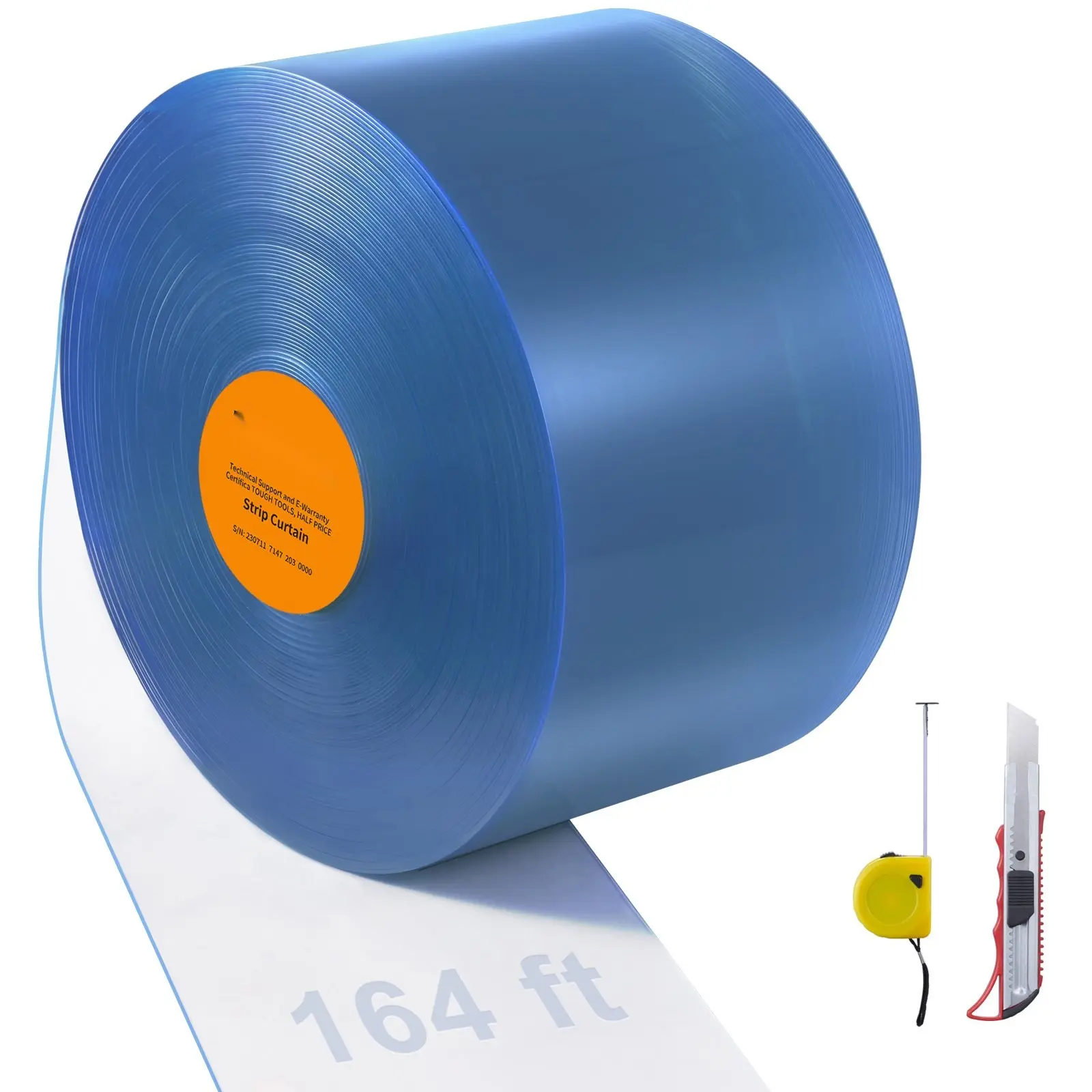 Clear PVC Strip Curtain Roll, 164 Feet Long, 8 Inches Wide, 0.08 Inch Thick, Smooth Plastic Door Strips For Doorways In Supermarkets, Garages, Warehouses, Barns, Pet Areas, Animal Houses, Cold Storage, And Industrial Use