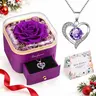 【Real Rose Box】DEEMEI Eternal Rosa Preserved Flower with Necklace Romantic Gift for Mom Grandma, Birthday Anniversary Gift for Wife GirlFriend Her