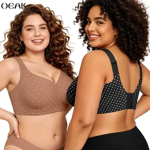 OEAK | Jelly Bra, Polka Dot Print, Plus Size Wireless Bras, Seamless Full Coverage, Natural Lift & Comfort Support summervibes
