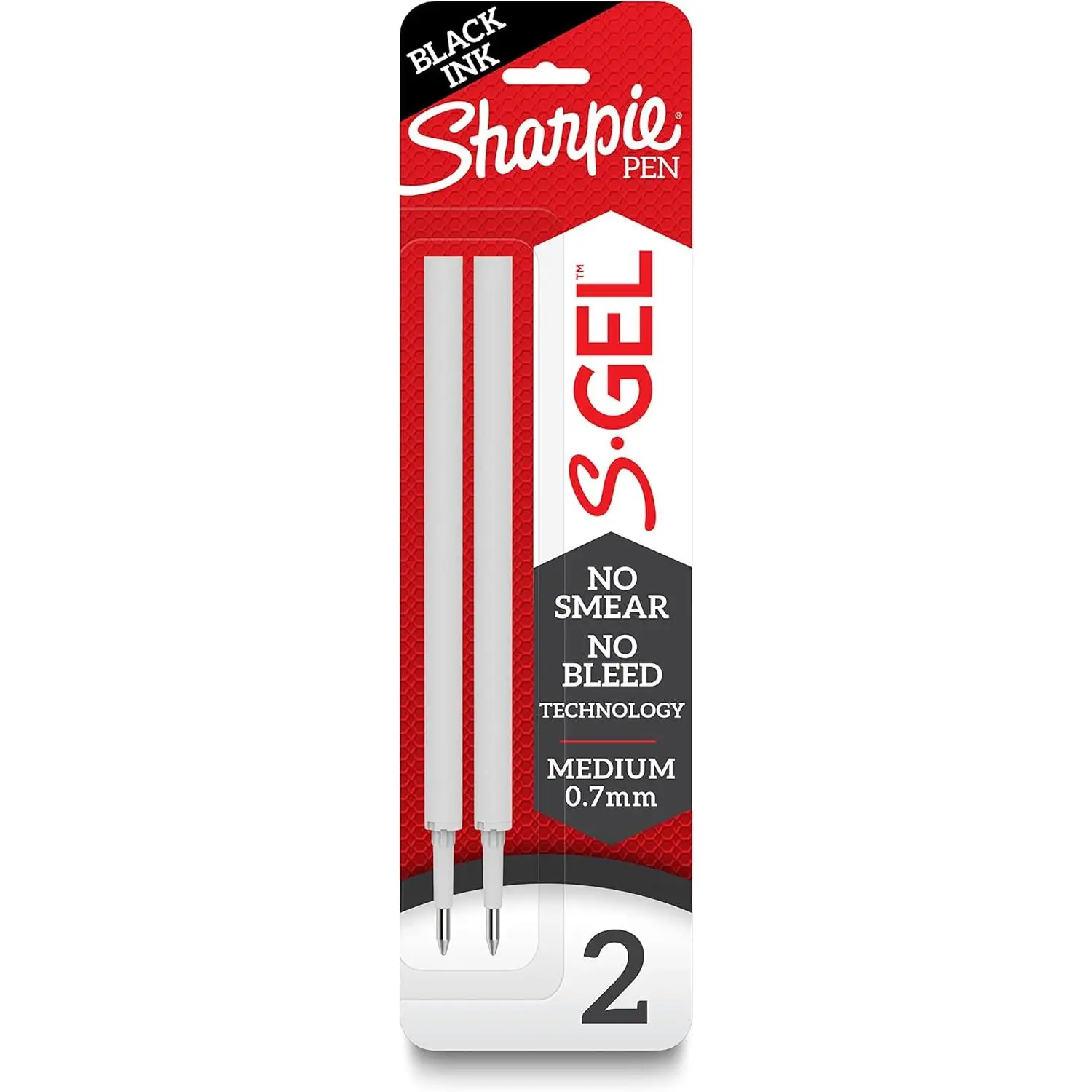 Sharpie S-Gel Refills, Black Gel Ink, Medium Point (0.7mm), 6 Packs of 2ct, 12 Total Refills