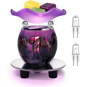 3 in 1 Electric Oil Warmer Scented Wax Warmer Candle Wax Melt Warmer Wax Melter Fragrance Wax Burner(LW-Purple2)