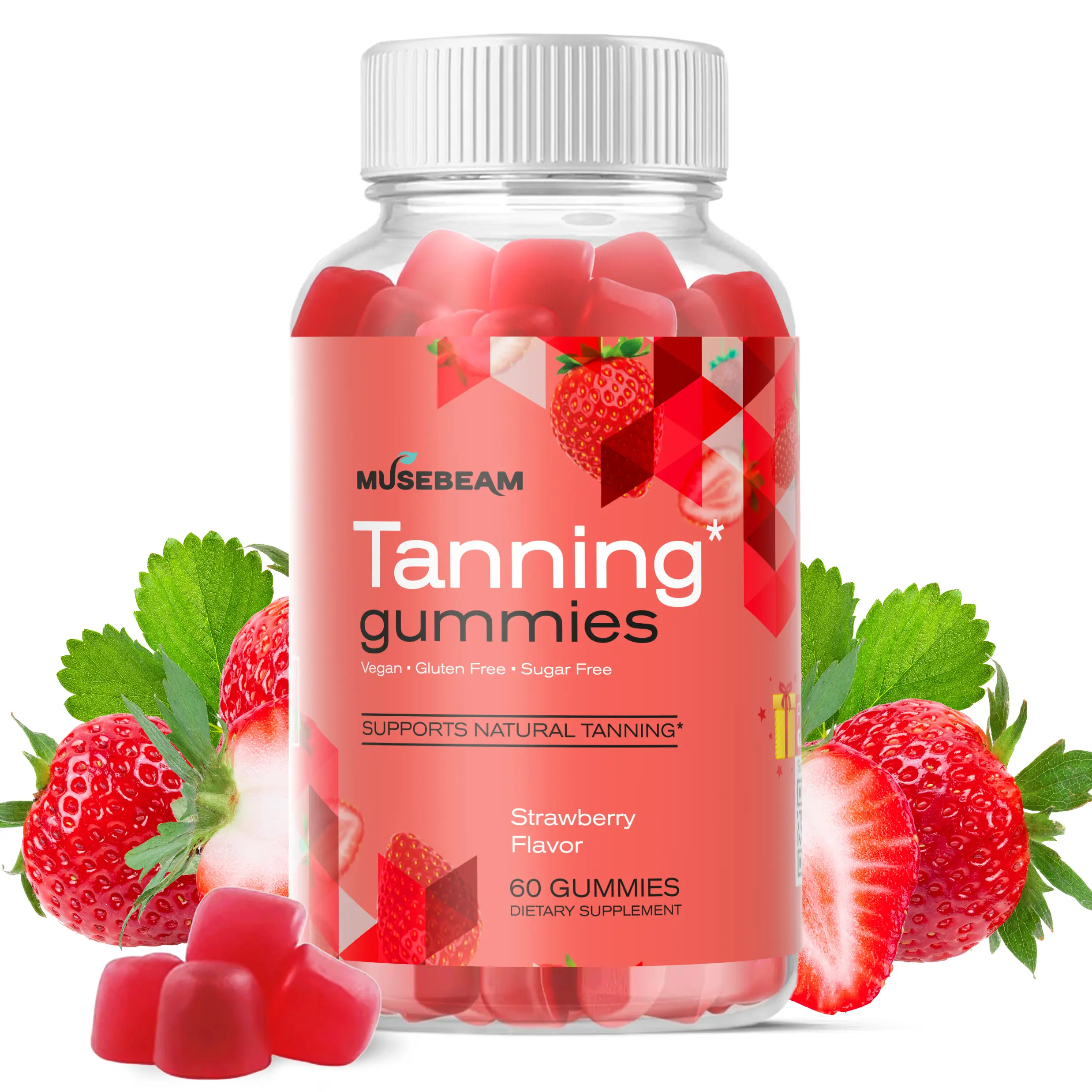 MuseBeam Women's Tanning Dietary Supplement Gummies - Daily Skin Care Vitamin Gummies with Beta Carotene, Astaxanthin, Lycopene, Zinc - Sugar-Free Vegan Formula for Natural Glow