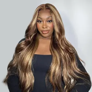 Hot Star P4/27 Highlight Color 13X6 HD Transparent Lace Front Colorful wigs Body Wave and Straight Wigs Human Hair Pre Plucked With Baby Hair