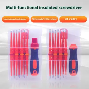 8-in-1 Insulated Screwdriver Set Deep Hole/Small Hole Narrowing Reducer Bit Holder Tri-Directional Ratchet Professional Electrician
