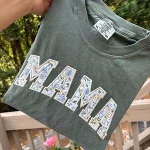 Embroidered Floral Applique Mama Tshirt