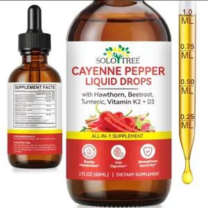 Organic Cayenne Pepper Liquid Drops with Hawthorn Berry, Beetroot & Turmeric – Immune & Circulation Support, Vitamin K2 D3 Supplement for Vascular Health, Gluten Free, 2 Fl Oz