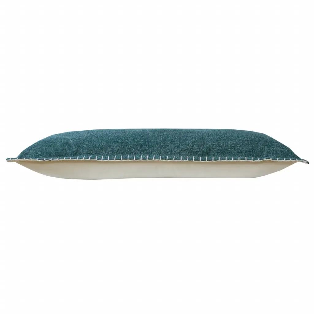 HomeRoots 517401 Decorative Lumbar Throw Pillows, Set of 2 - 100% Cotton, Green Solid, Zippered, 14x14x36 in - Farmhouse Living Room Neutral Space Decor