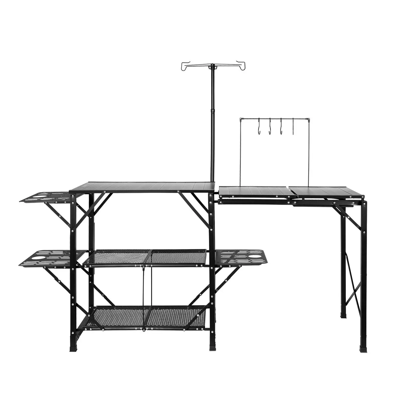 VEVOR Camping Kitchen Table, One-piece Folding Portable Cook Station ...