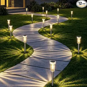 DERAYSION  Upgraded Solar Pathway Lights Outdoor8/12 Pack, Dusk to Dawn Auto On/Off Waterproof Solar Garden Lights, 360° Starburst Glow LED Path Lights for Yard Walkway Driveway Landscape Decor