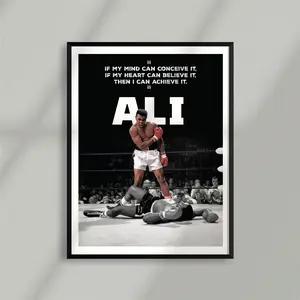 Muhammad Ali Cassius Clay "The Greatest" Motivational Quote Wall Print, Minimalist Box Artistic Paintings, Waterproof Sport Design Poster #3, Home Room Kitchen Decor Frames