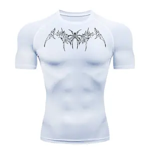 FITKAIROSIS WHITE SPIDER-BAT COMPRESSION SHIRT - GYM AND WORKOUT TRAINING TEE