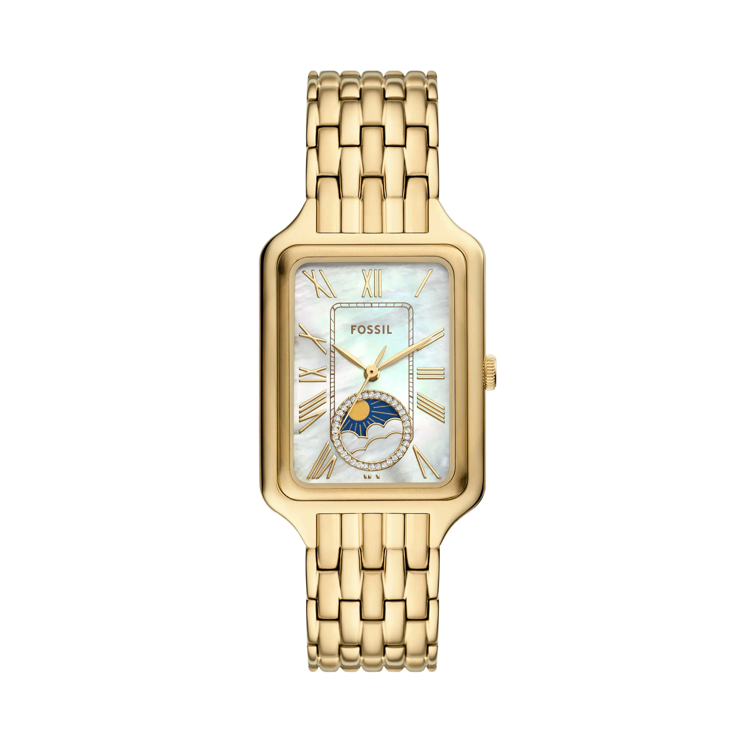 Fossil Women's Raquel 29mm Sun Moon Multifunction, Gold-Tone Stainless Steel Watch