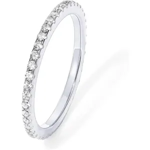 PAVOI Gold Plated Solid 925 Sterling Silver CZ Simulated Diamond Stackable Ring Eternity Bands for Women