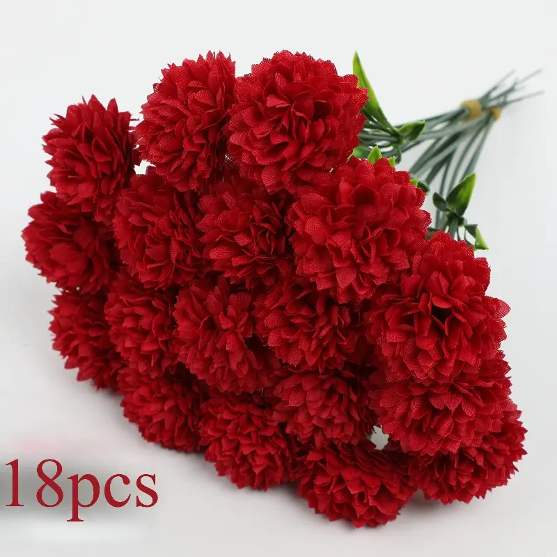 18-Stem Artificial Chrysanthemum Ball Hydrangea Bouquet Artificial Flower Arrangements for Home, Garden, Party, Wedding, and Wedding Decorations Artificial Flower Set Decorative Flowers