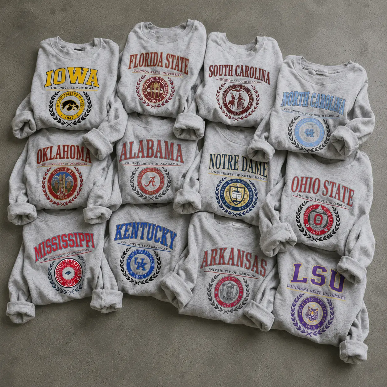 Vintage University Graphic Sweatshirt Bundle, Retro Collegiate Crewneck Collection, Distressed College Crest Pullover, Classic Campus Fleece Sweatshirt, Unisex Alumni Gift, Heritage School Spirit Apparel