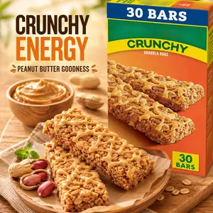 Crunchy Peanut Butter Granola Snack Bars Multipack, Crispy Oat Bars for Breakfast and Daily Snacks, Convenient Twin Packs for On The Go Energy and Quick Bites