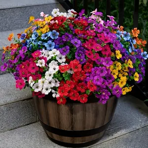 19 Bundles Artificial Flowers for Outdoor Fake Plants for Spring Decoration,Faux Eucalyptus Flowers for Planter UV Resistant Lifelike for Home Porch Garden（9 Color）