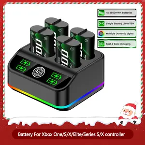 4x4800mWh Rechargeable Xbox One Controller Battery Pack, Xbox Rechargeable Battery Station with LED Light, Xbox Charger Battery Pack for Xbox Series X|S/One S|X/One Elite Controller