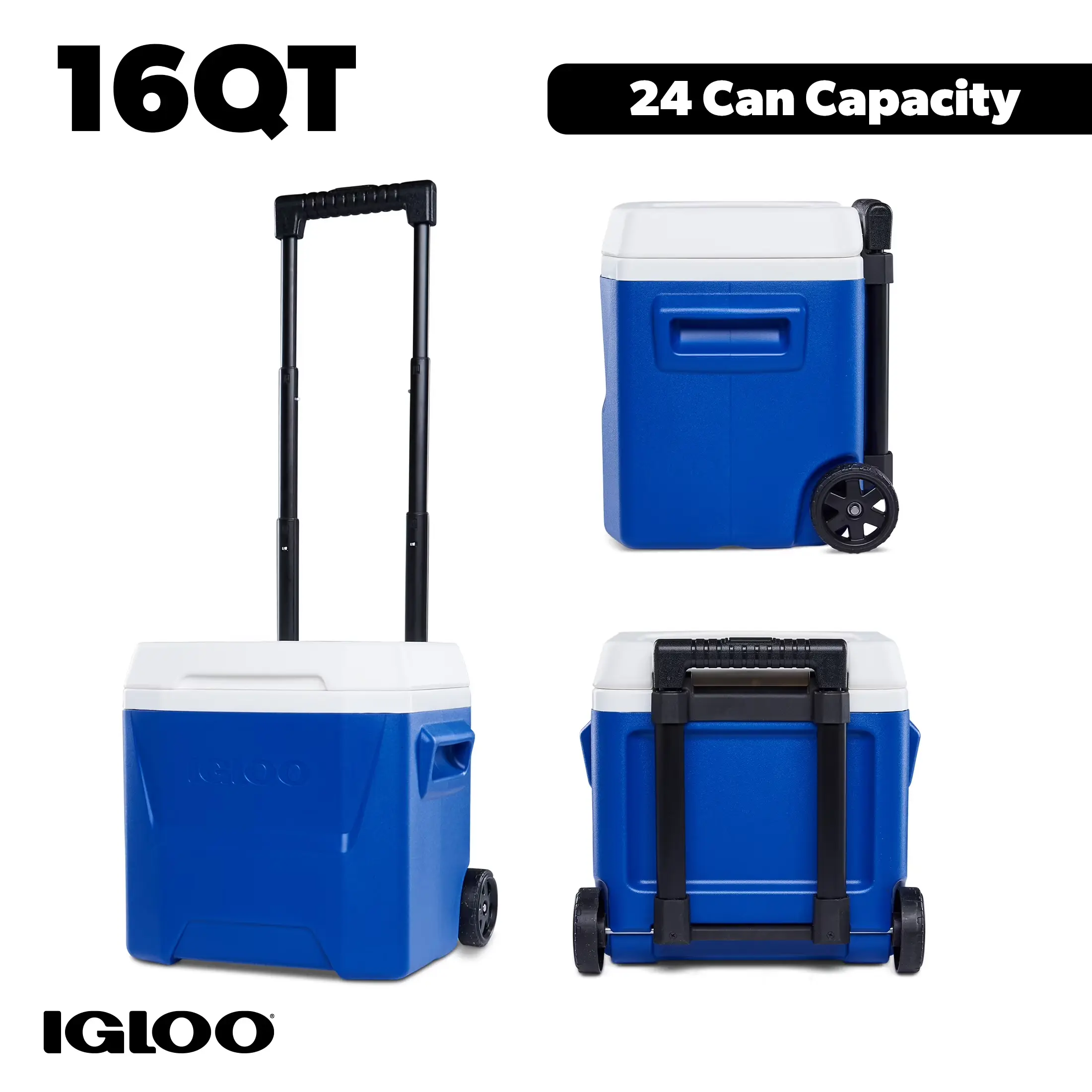 16 QT Laguna Hard Side Ice Chest Cooler with Wheels, Blue