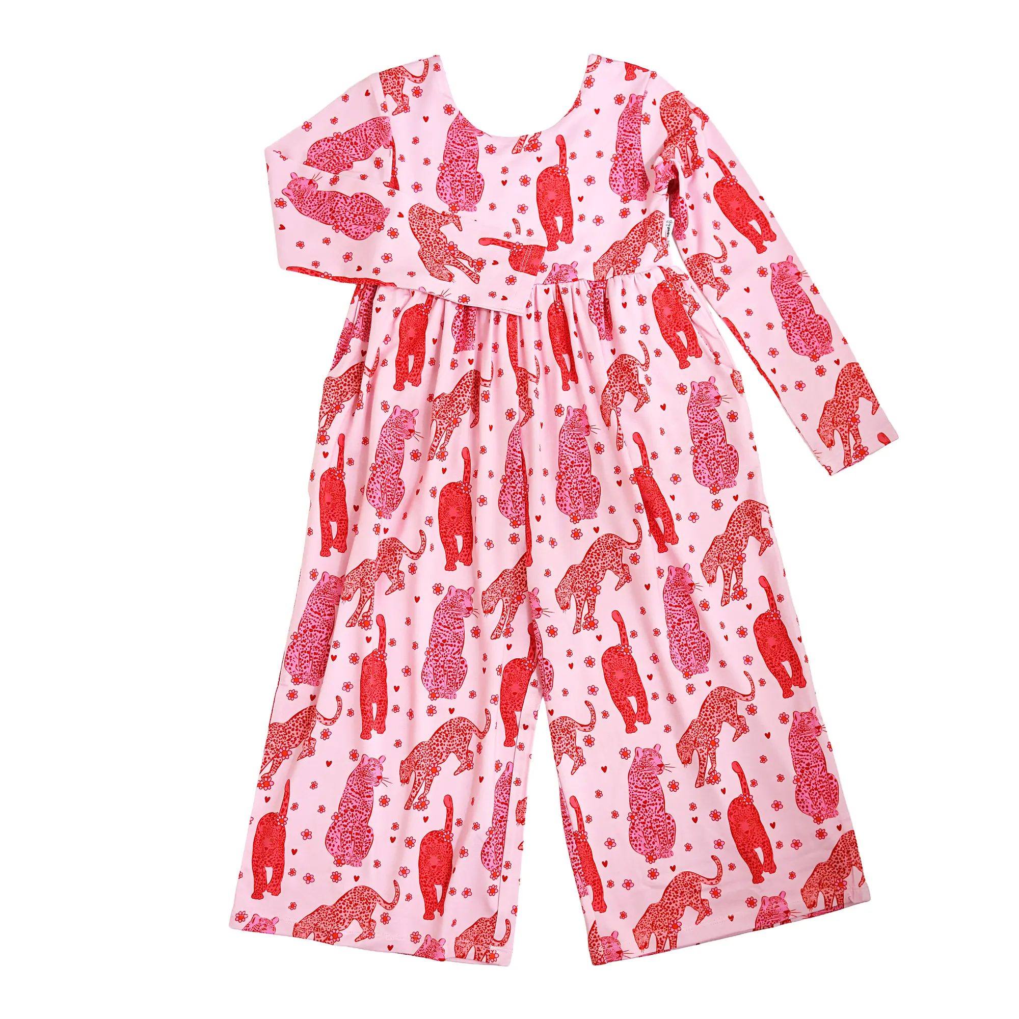 Cambrie WIDE LEG ROMPER for Girls Soft Valentine's Day Bamboo Viscose, Stretchy Fit, Easy Slip-On Design, Sizes 12m to 8, Comfortable for Play & Everyday Wear
