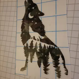 Vinyl decal of a Camouflage wolf in nature. 2pack