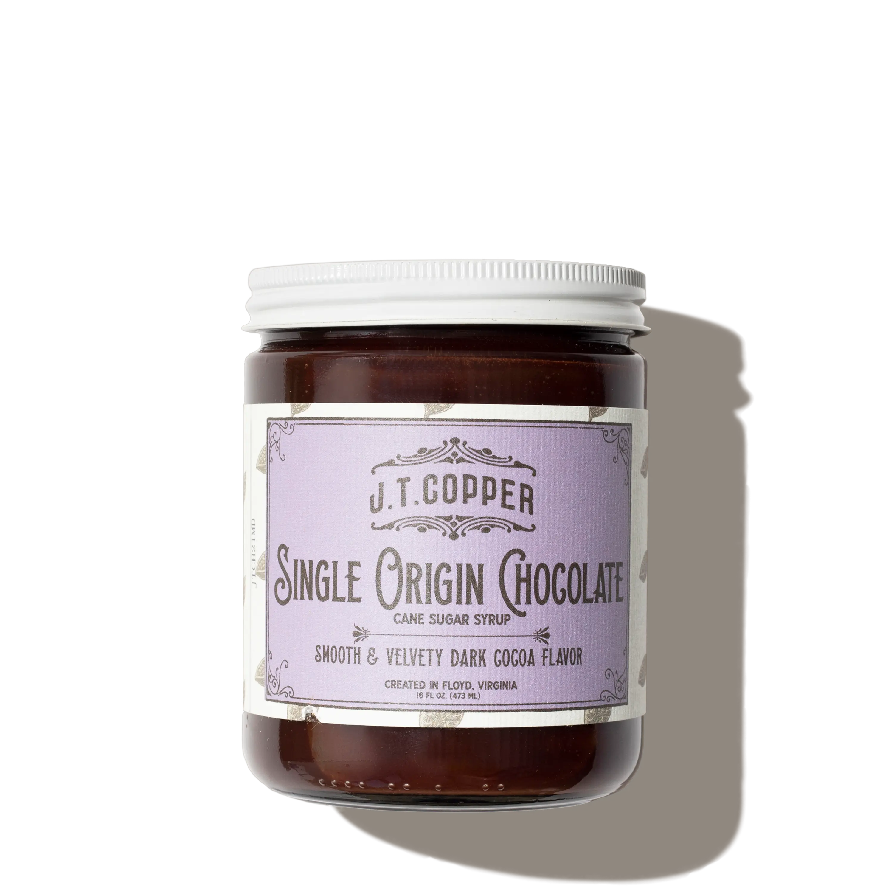 J.T.Copper Single Origin Chocolate Syrup - Smooth Velvetly Dark Cocoa Flavor 16oz Jar Vegan Gluten Free with Coconut Berries & Caramel Tasting Notes