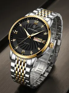 Luxury Men's Watch, 30m Waterproof, Stainless Steel Case, Silver Color, Quartz Movement, Elegant Father's Day Gift, Classic Quartz Watch