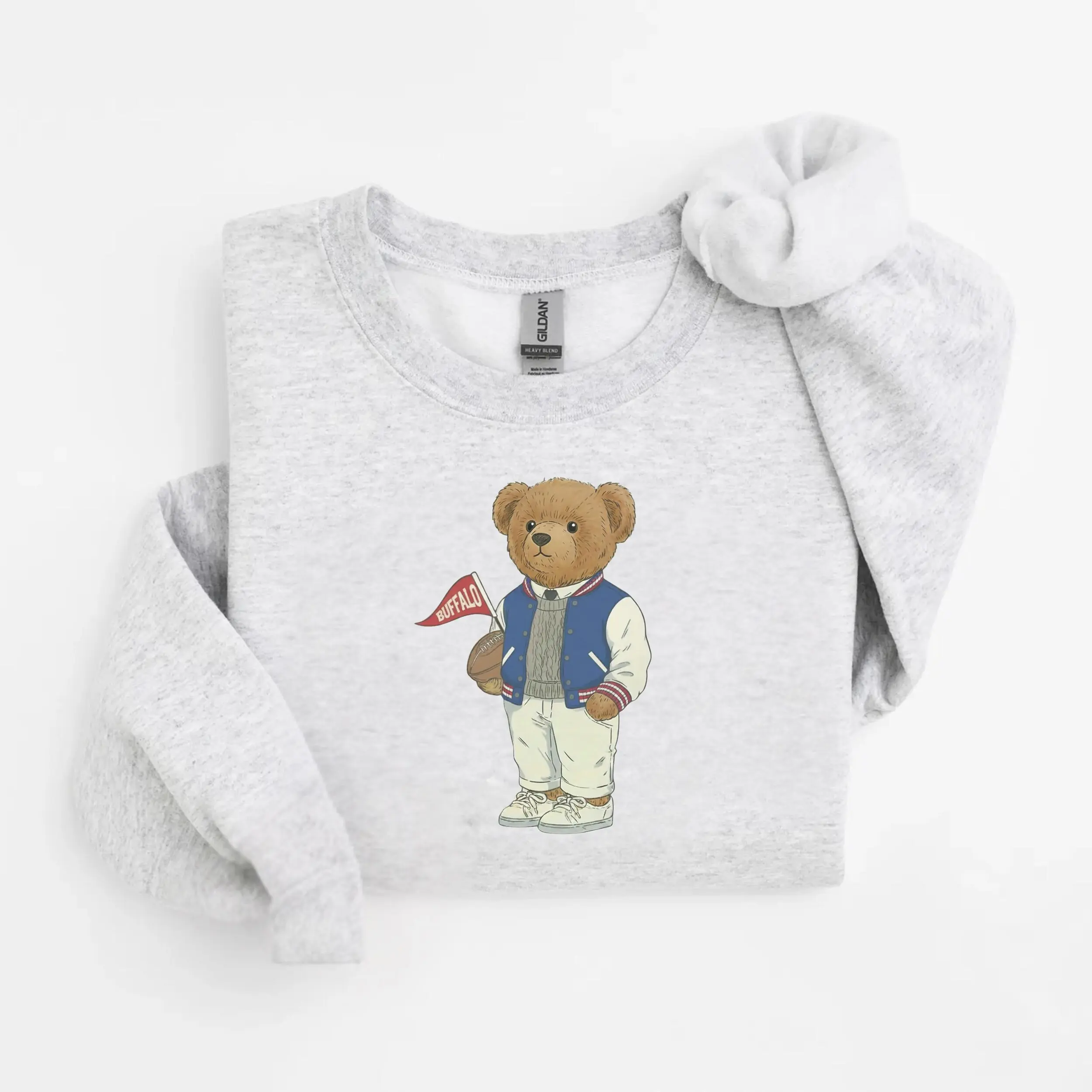 Buffalo Football Bear Y2k Graphic Sweatshirt, City Pride Pullover Hoodie For Men & Women
