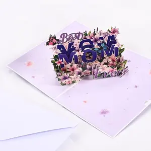 Best Mom Ever Pop Up Card, 3D Greeting Card for Thanksgiving, Mother’s Day & Birthday