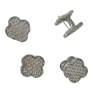 Clover Rhinestone Earrings Gold Plated & Rhodium Sparkling Design for Stylish Wear