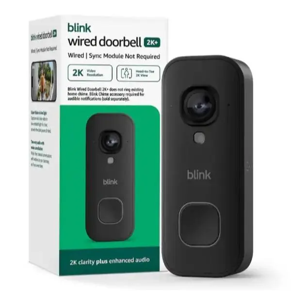Blink Wired Doorbell 2K+ — Head-to-Toe 2K video doorbell, continuous hardwired power, pair with Alexa or Blink Chime (sold separately) required for in-home alerts