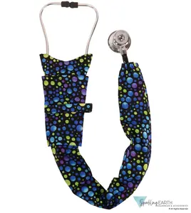 Stethoscope Cover – Stylish and Durable - Blue, Green and Purple Dots on Black