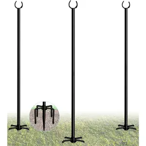 10FT 3-Pole Matte String Light Pole Stand, Outdoor Hanging String Light Holder for Backyard Garden Patio Party Festival Wedding Picnic